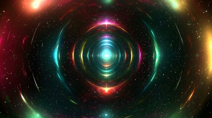 Naklejka premium Vibrant cosmic vortex with radiant light in starry space