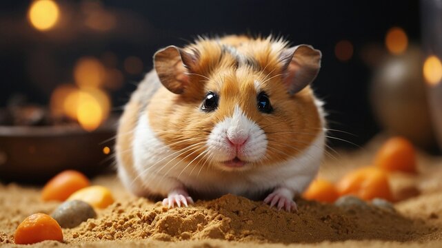 Dwarf Hamster Playing in Sand Bath with Plenty of Space