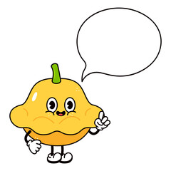 Cute funny Yellow squash with an inscription character.Vector hand drawn traditional cartoon vintage,retro, kawaii character illustration icon. Isolated white background. Yellow squash character
