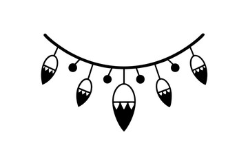 Christmas Lights vector silhouette on white background