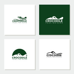 green crocodile logo design collection.