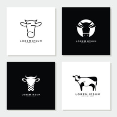 Bull, Cow, Angus, Cattle Head Vector Icon set logo Template