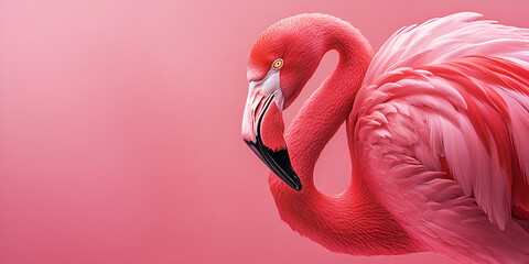 Naklejka premium Close-Up Portrait of a Pink Flamingo