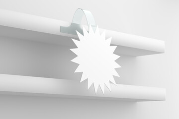 Blank Star Wobbler Mockup White and Empty - 3D Illustration Render