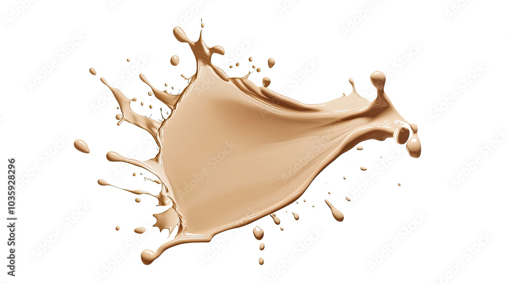 Poster fluid splashes of liquid foundation on a transparent background generative ai