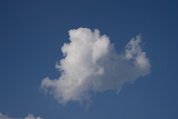 Beautiful fluffy white cloud on blue summer sky