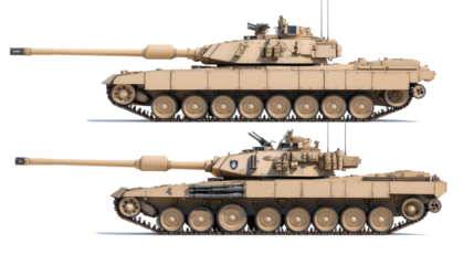 Detailed Collection of Military Tanks in a Transparent Layout Generative AI