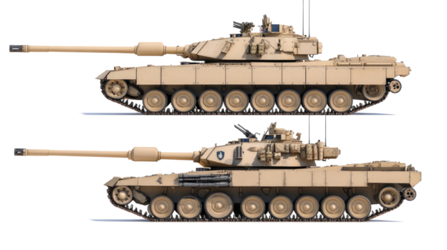 Detailed Collection of Military Tanks in a Transparent Layout Generative AI