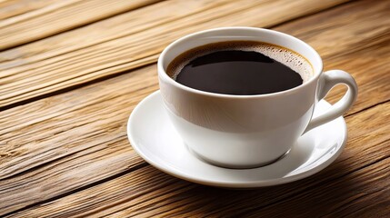 Cup of coffee sitting on top of wooden table