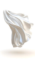 Obraz premium Realistic white silk satin cloth fabric floating in the air isolated on white background