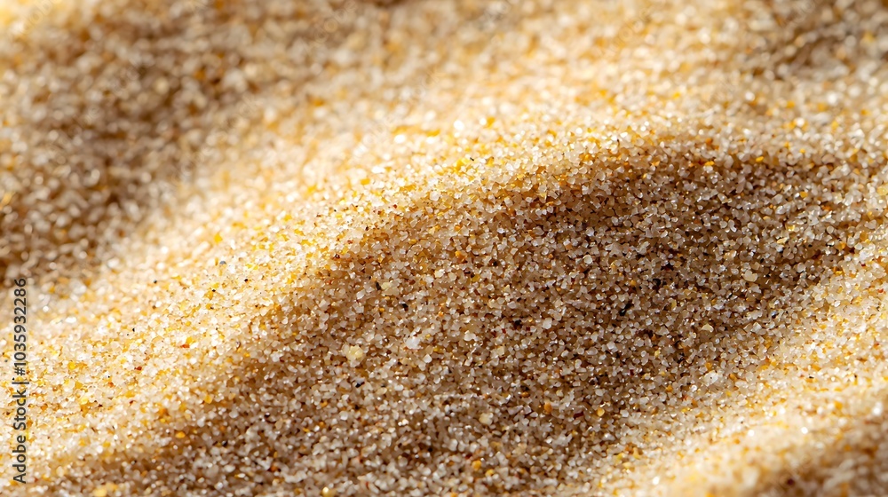 Poster a close-up of brown sand displaying fine grains and subtle ripples, highlighting the texture and col