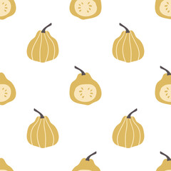 Whole and half pumpkins seamless pattern