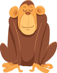 funny cartoon sleepy chimpanzee ape animal character