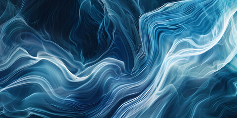 Fototapeta premium Vibrant abstract blue and white swirling waves creating a flowing and dynamic pattern in a modern digital artwork.