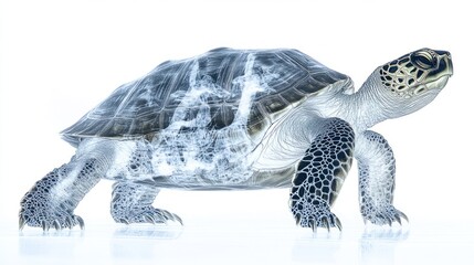 Fototapeta premium This artwork showcases a translucent turtle, highlighting its internal structure