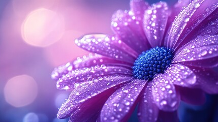 Obraz premium Close-up of a dew-covered purple flower.