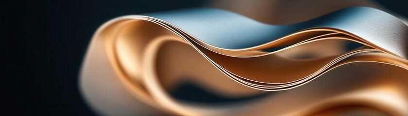 Fototapeta premium Closeup of folded metallic material with soft curves and smooth texture.