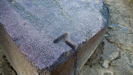 carved megalithic stone in ollantaytambo peru