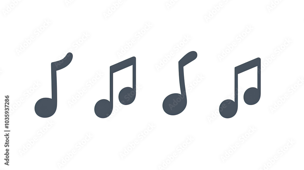 Aufkleber collection of music note icons isolated on a transparent background generative ai