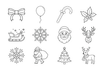 Christmas Vector Icon Set | Festive Holiday Icons Collection | Seasonal Christmas Graphics for Design Projects