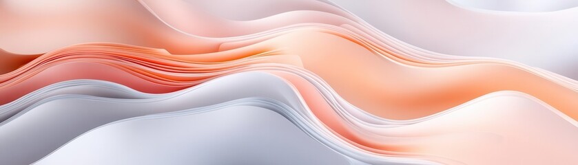 Obraz premium Abstract background with flowing, wavy lines in soft pink, white, and orange colors.
