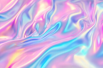 Obraz premium Sleek inspired retro futurism shimmering and playful pastel holographic gradient heatmap blurred background texture. Modern opalescent rainbow swirl abstract design with nostalgic webpunk flair