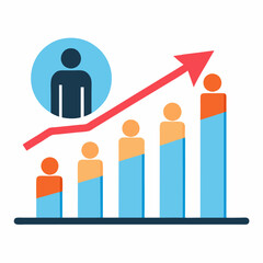 Fototapeta premium Business growth graph success chart with arrow, profit growing symbol, progress bar symbol, growing graph icons. Vector illustration.