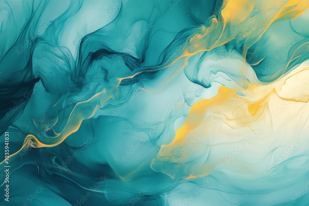 Poster stylish fluid art creation using ink methods. dreamy and light wallpaper illustration. mixture of hu