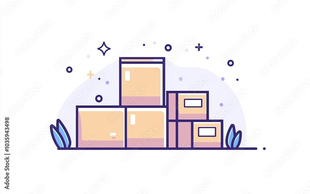 Poster stacked delivery boxes with a subtle background design presenting an organized shipping space