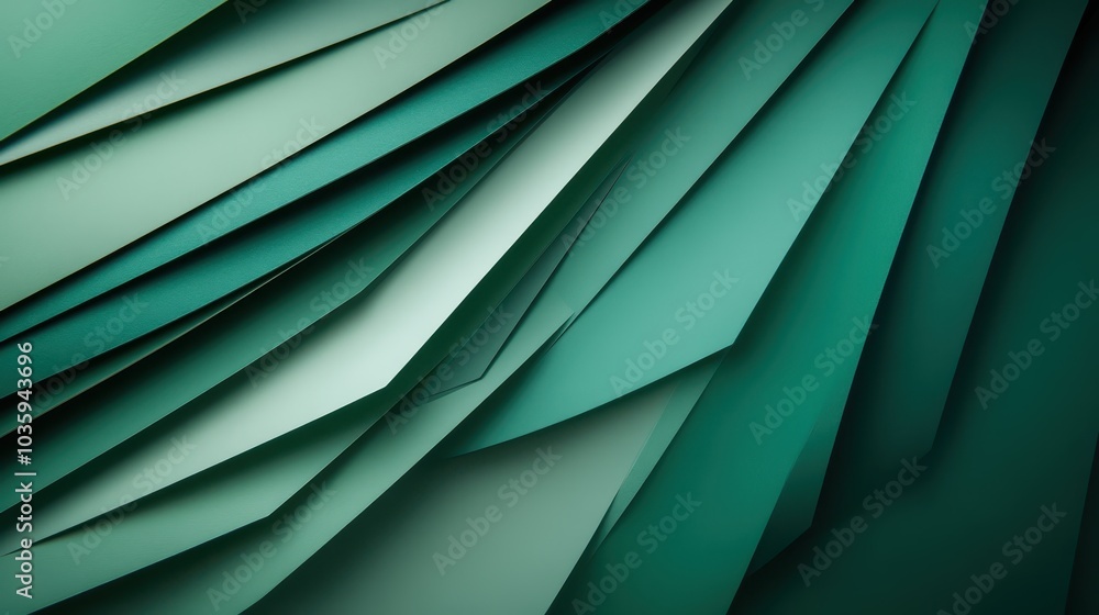 Poster an abstract green background featuring layered, folded textures that create a visually striking and 