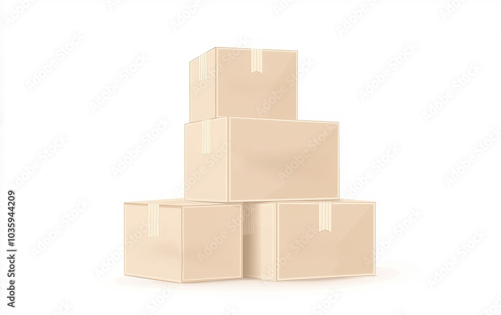 Poster stacked cardboard boxes in a minimalist space, showcasing a tidy storage area during daylight