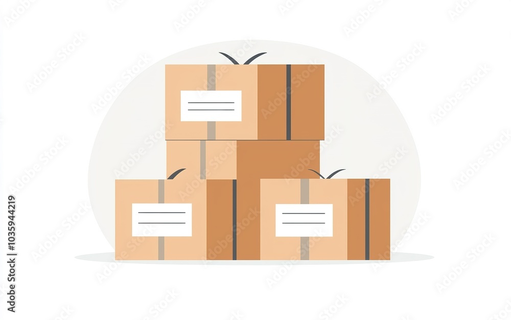 Poster cardboard boxes stacked together in a simple, minimalist style against a light background, creating 