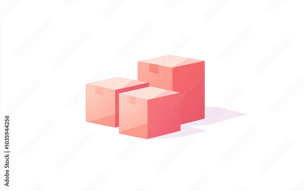 Poster three stacked boxes in varying sizes, showcasing a minimalistic design on a white background, ideal 