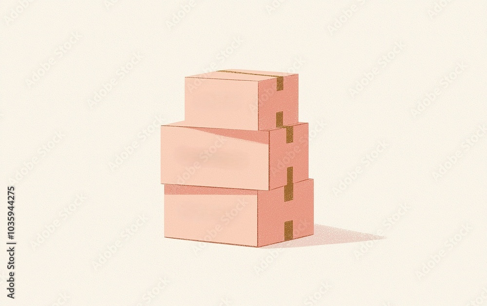 Poster stacked cardboard boxes in a minimalistic setting under soft lighting