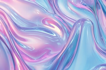Obraz premium Stylish backdrop with translucent pink and blue jelly wave texture inspired by the 80s. Features a unique marble-like design, capturing an iridescent neon vibe in 3D
