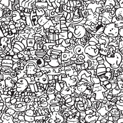 Illustration of Doodles Line Seamless Pattern