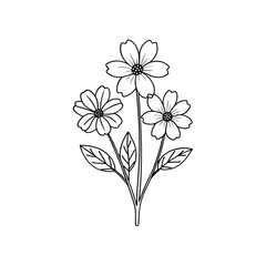 Elegant Hand-Drawn Floral Line Art Illustration

