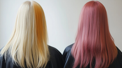 Naklejka premium mixed colors hair long and straight