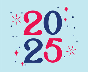 2025 Happy New Year Holiday Abstract Pink and Blue Festive Elegant Isolated Design Vector Illustration