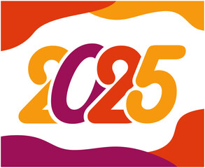 2025 Happy New Year Holiday Abstract Multicolor Isolated Elegant Design Vector Illustration