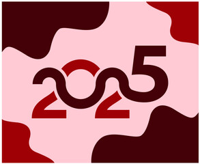 2025 Happy New Year Abstract Maroon Isolated Elegant Design Vector Illustration