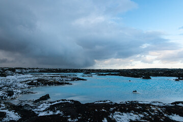 Blue lagoon in Reykjnes peninsul in Iceland