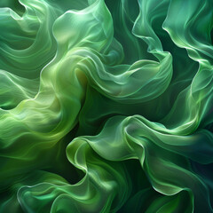 Obraz premium Abstract Green Flowing Texture with Soft Silk Waves