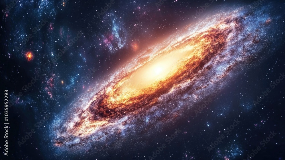 Poster incredibly beautiful galaxy in outer space depicted in a 3d cartoon rendering billions of galaxies w