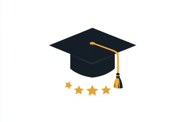 Elegant minimalistic graduation cap logo design featuring stars.