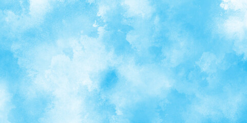 clouds in the blue sky with natural tiny clouds, abstract surface blue watercolor painting cloudy sky background, Watercolor illustration art abstract blue grunge paper texture background.