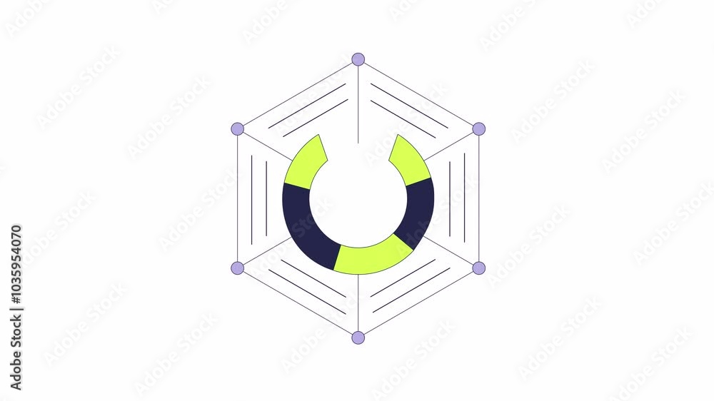 Poster matrix circle diagram checkmark 2d object animation. circular grid donut pie chart cartoon 4k video,