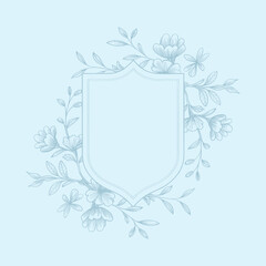 Floral Wedding monogram crest design. Vintage wedding monogram design. Wedding initial.
