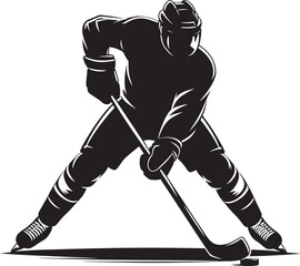 Hockey player Silhouette illustration isolated on a white background
