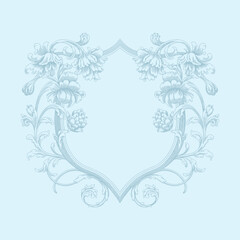 Floral Wedding monogram crest design. Vintage wedding monogram design. Wedding initial.